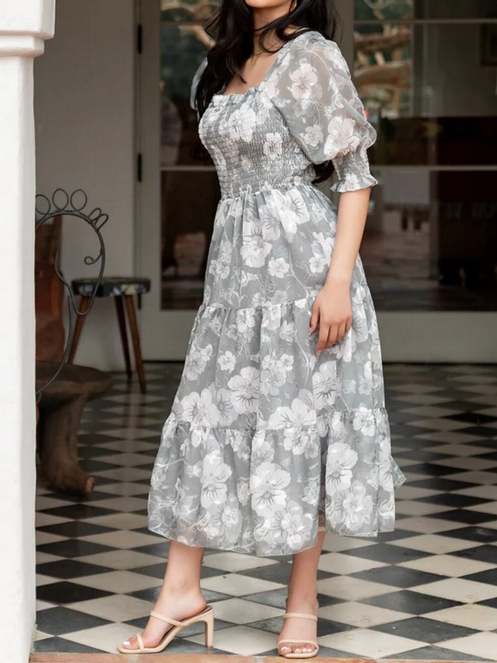 Baltic Born Fabian Jacquard Midi Dress in Dusty Sage